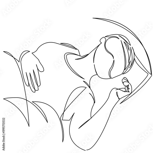 One; continuous; single; drawn; line; art; doodle; Isolated; image; outline; white background; single line; thin line; linear; one line; line art; contour line; hand drawn; continuous line; one contin