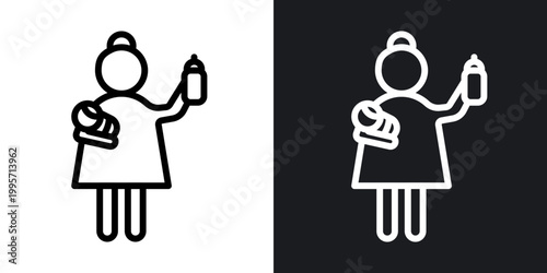 Foto Baby sitter outlined icon vector collection.