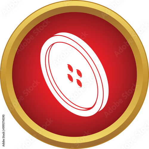 Round garment button in a red circle creating an icon