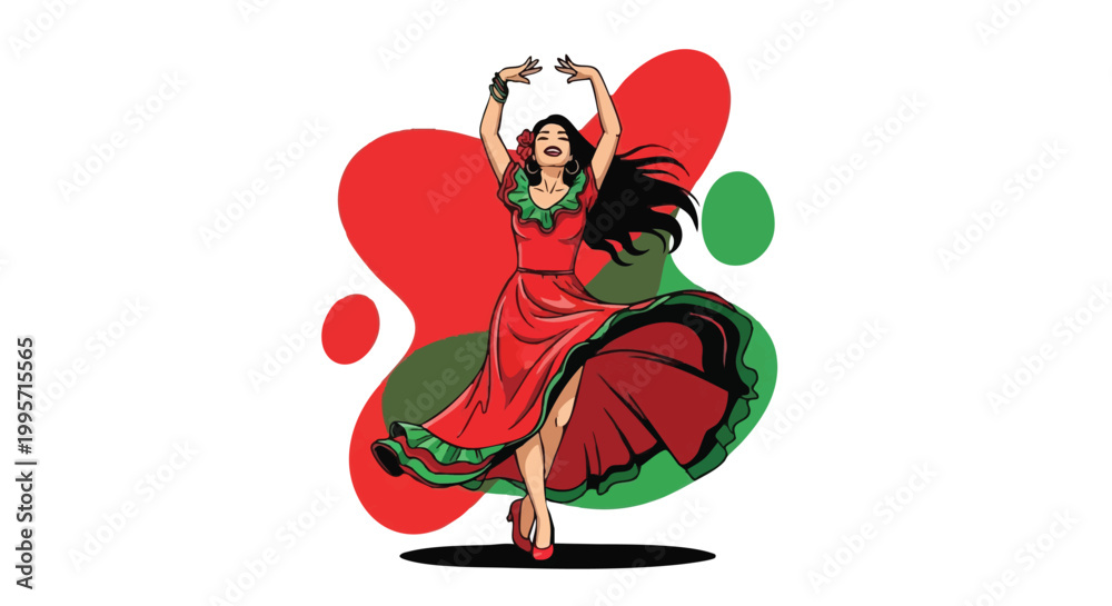 Fototapeta premium Woman dancing in colorful vibrant outfit