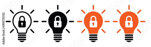 Fotografia Patent and intellectual property icon logo set vector illustration, legal innova