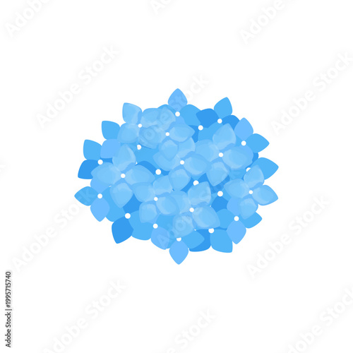 水彩の紫陽花イラスト 花のみ 青 シンプル素材