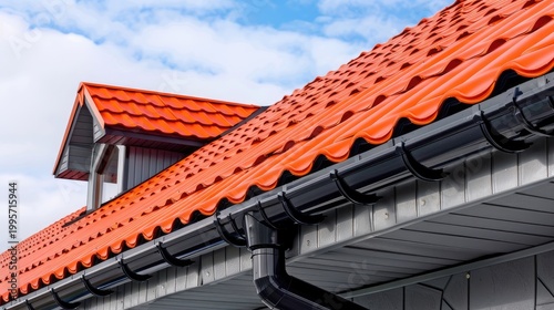 effective water gutters with red roof tiles. Ensure proper drainage and protection for residential and commercial properties with reliable gutter systems