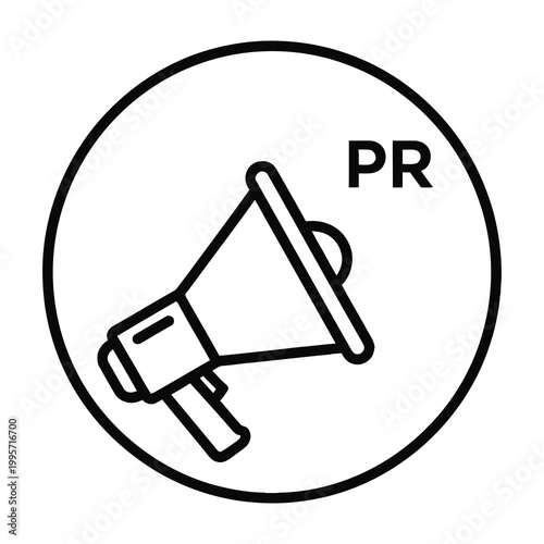 Megaphone with PR logo for public relations and communication
