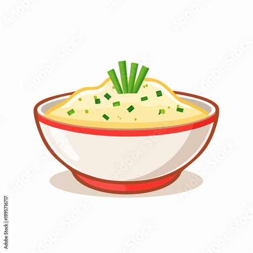 Mashed Potatoes with Chives in a Bowl