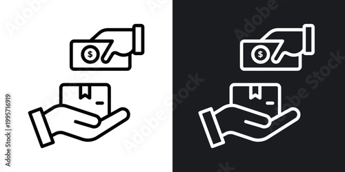 Cash on delivery outlined icon vector collection.