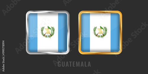 
High-quality square gold and silver metallic labels with the flag of Guatemala. Premium emblems for Guatemalan products, export certification, and Central American pride.
