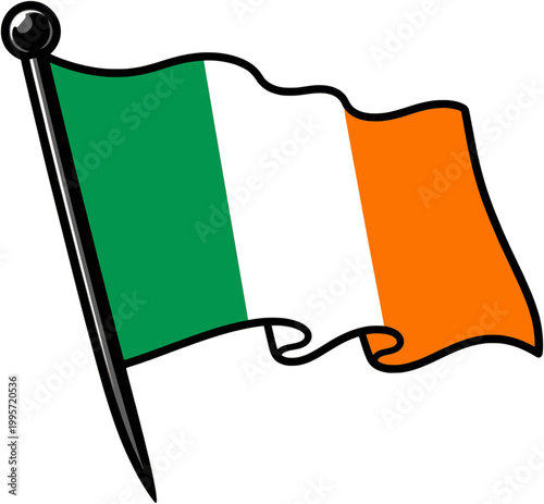 Photography Ireland Flag Pin Wavy Style Vector Illustration