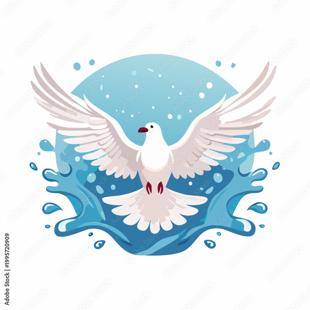 Obraz premium White Dove Flying Over Water Splash