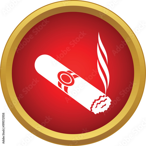 Smoking cigar icon representing luxury, habit, and tobacco culture