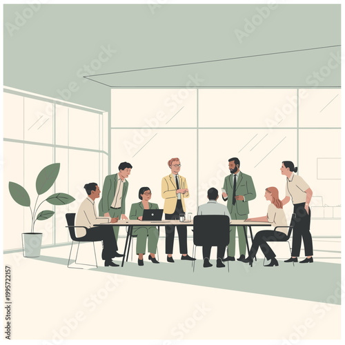 karyawan kantor berdiskusi meeting