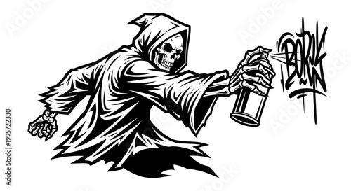 Grim Reaper Spray Painting Graffiti Art