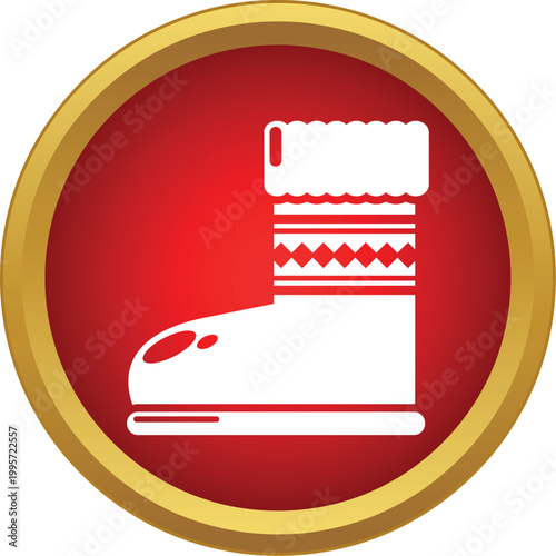 Winter festive boot footwear icon for holiday designs