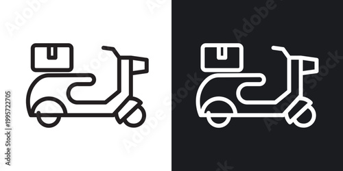 Delivery scooter outlined icon vector collection.