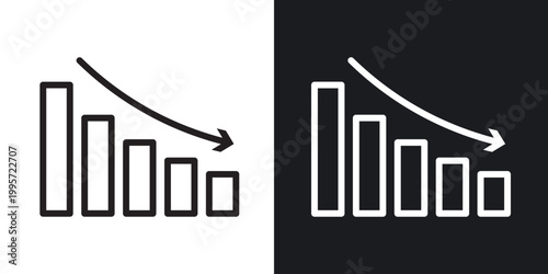 Decrease outlined icon vector collection.