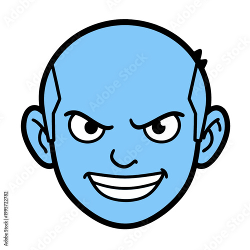 Angry Blue Cartoon Face Icon