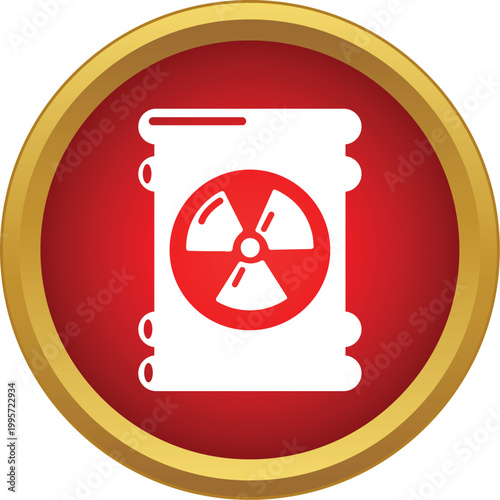 Radioactive waste barrel icon symbolizing danger, toxicity, and nuclear radiation