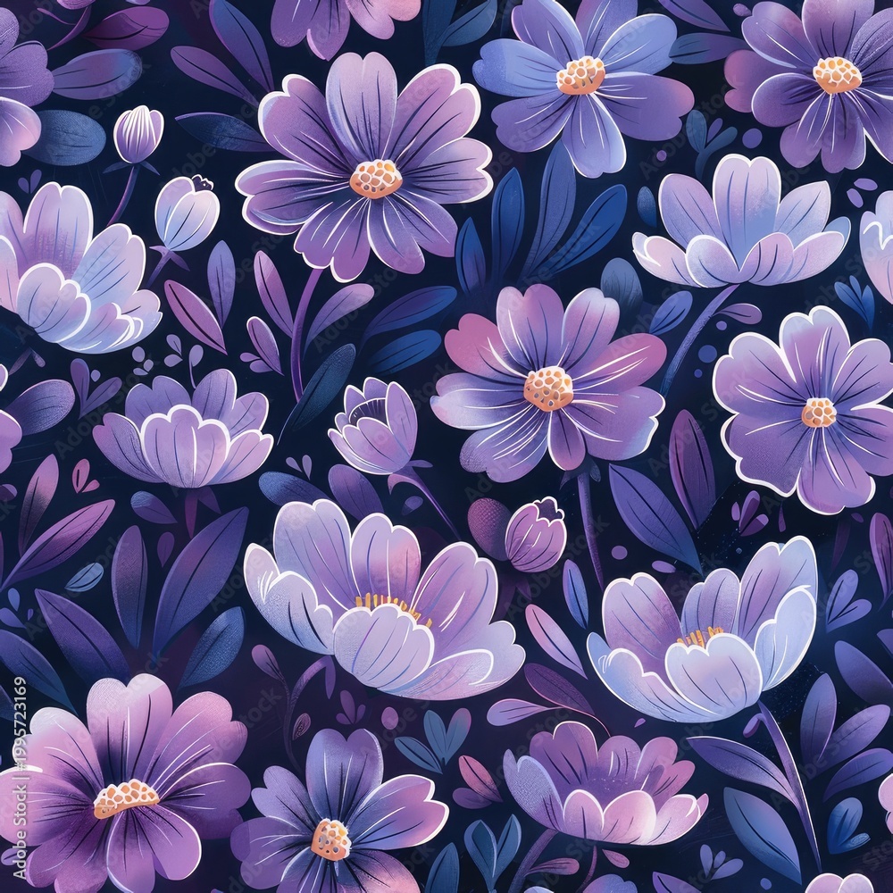 Obraz premium vibrant violet floral patterns,