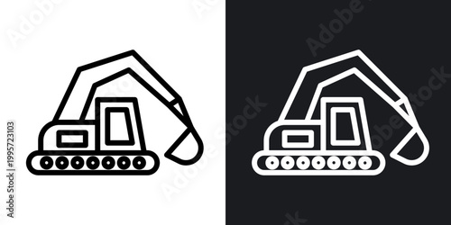 Excavator outlined icon vector collection.