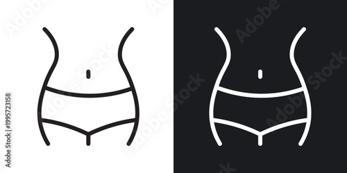 Female hips and waist outlined icon vector collection.