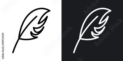Feather outlined icon vector collection.