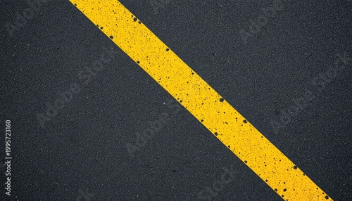 Bold yellow line on dark asphalt backdrop, perfect for directional cues in design projects, event signage, or informative presentations
