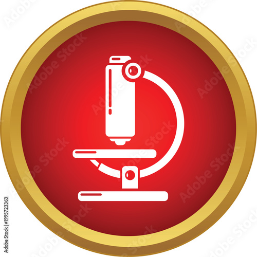 Microscope icon on red background providing a visual for scientific advancements
