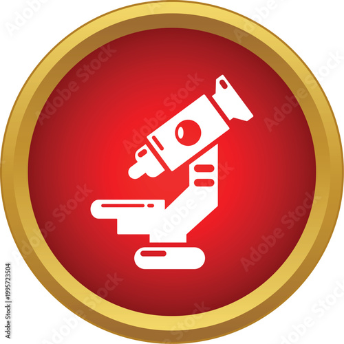 Microscope icon inside a red circle, symbolizing scientific study and laboratory research