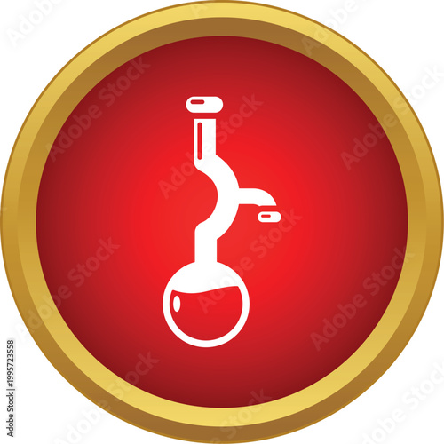 Chemistry flask icon showing distillation of liquid in a round bottom flask