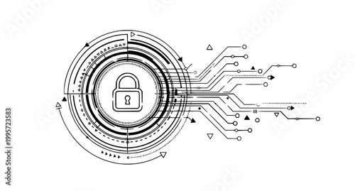 Cybersecurity network illustration a digital shield protecting data connections