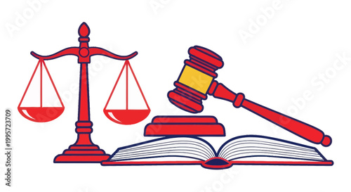 Justice Scales, Gavel and Open Book - Symbol of Law and Order