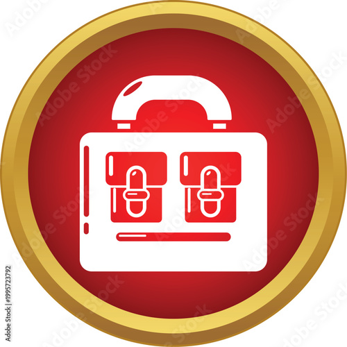 Briefcase icon presenting business, work, and professional concepts in a red circle