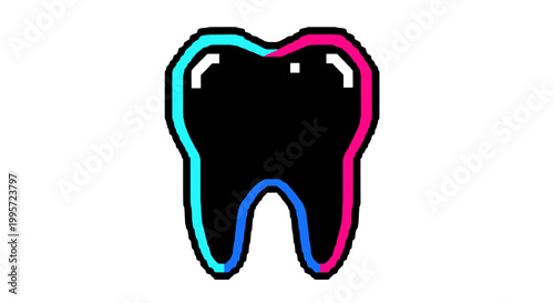 Abstract Tooth Icon with Neon Glow, Dental Health, Modern Design