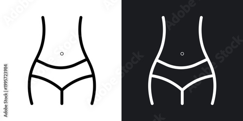 Female hips and waist outlined icon vector collection.