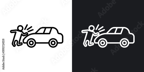 Frontal crash outlined icon vector collection.