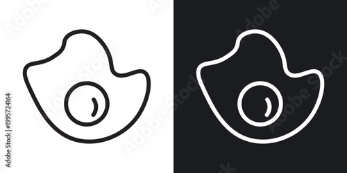 Fried egg outlined icon vector collection.