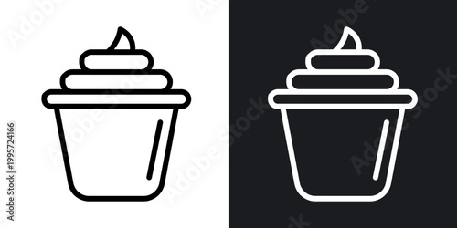 Frozen yogurt outlined icon vector collection.