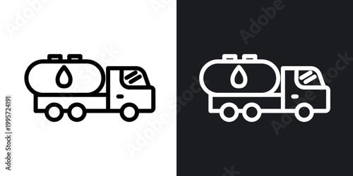 Fuel truck outlined icon vector collection.