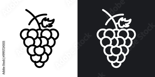 Grape outlined icon vector collection.