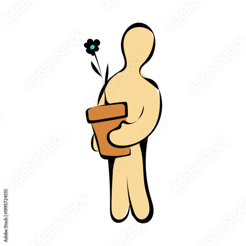 Figur mit Blumentopf