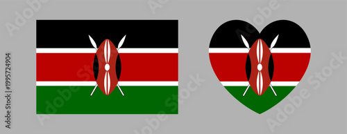 Картината върху платно National flag of Kenya rectangular, heart icon, sticker
