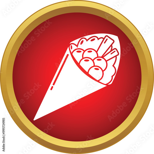 Crepe dessert icon with filling, presenting a sweet food and snack symbol
