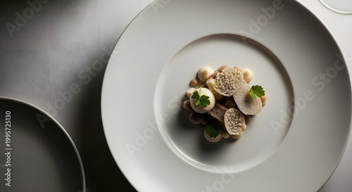 Modern culinary masterpiece with intricate details and a sophisticated arrangement for fine dining