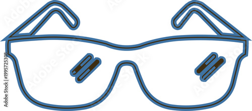 Spectacles showcase a blue border with reflective tint.