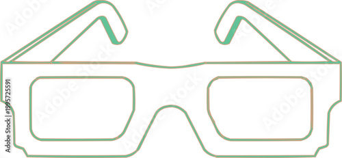 Eyeglasses appear as a basic green line art drawing.