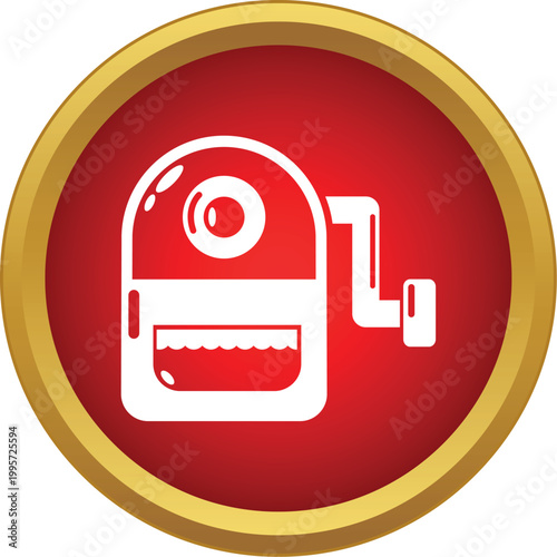 Mechanical pencil sharpener showing a red icon for stationery and office