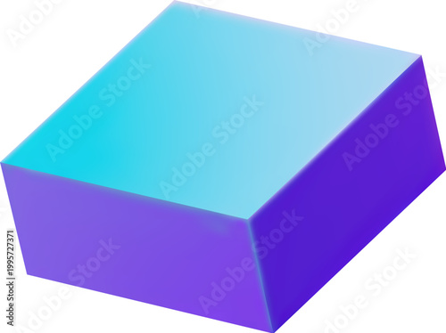 3D Blue Rectangular Cuboid