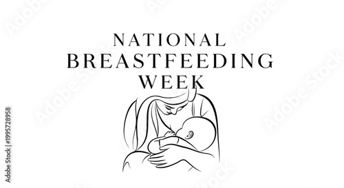 Minimalist line art illustration for National Breastfeeding Awareness Week