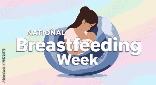 Young mother holding and nursing her baby for National Breastfeeding Week