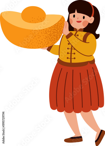 Girl holds a big ingot